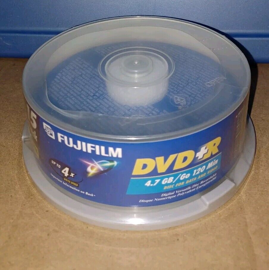 Fujifilm DVD+R  Blank Discs  15 Pack 4.7 GB 120 Min 4x DVD Spindle New