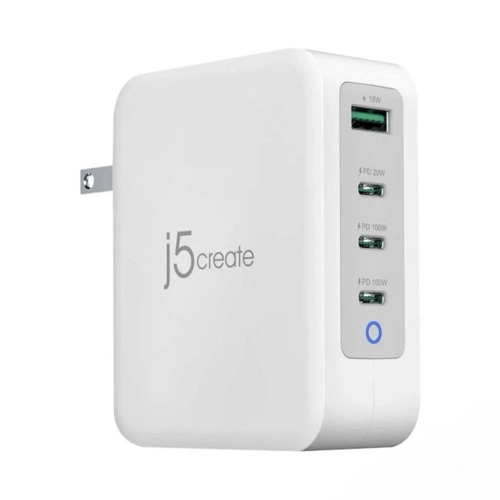 j5create USB-C Multi-Port Charger White Universal Compatibility 20V 100V