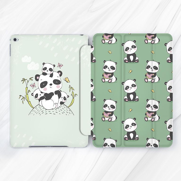 Cute Kawaii Panda Bear Green Case For iPad 10.2 Air 3 4 5 Pro 9.7 11 12.9 Mini