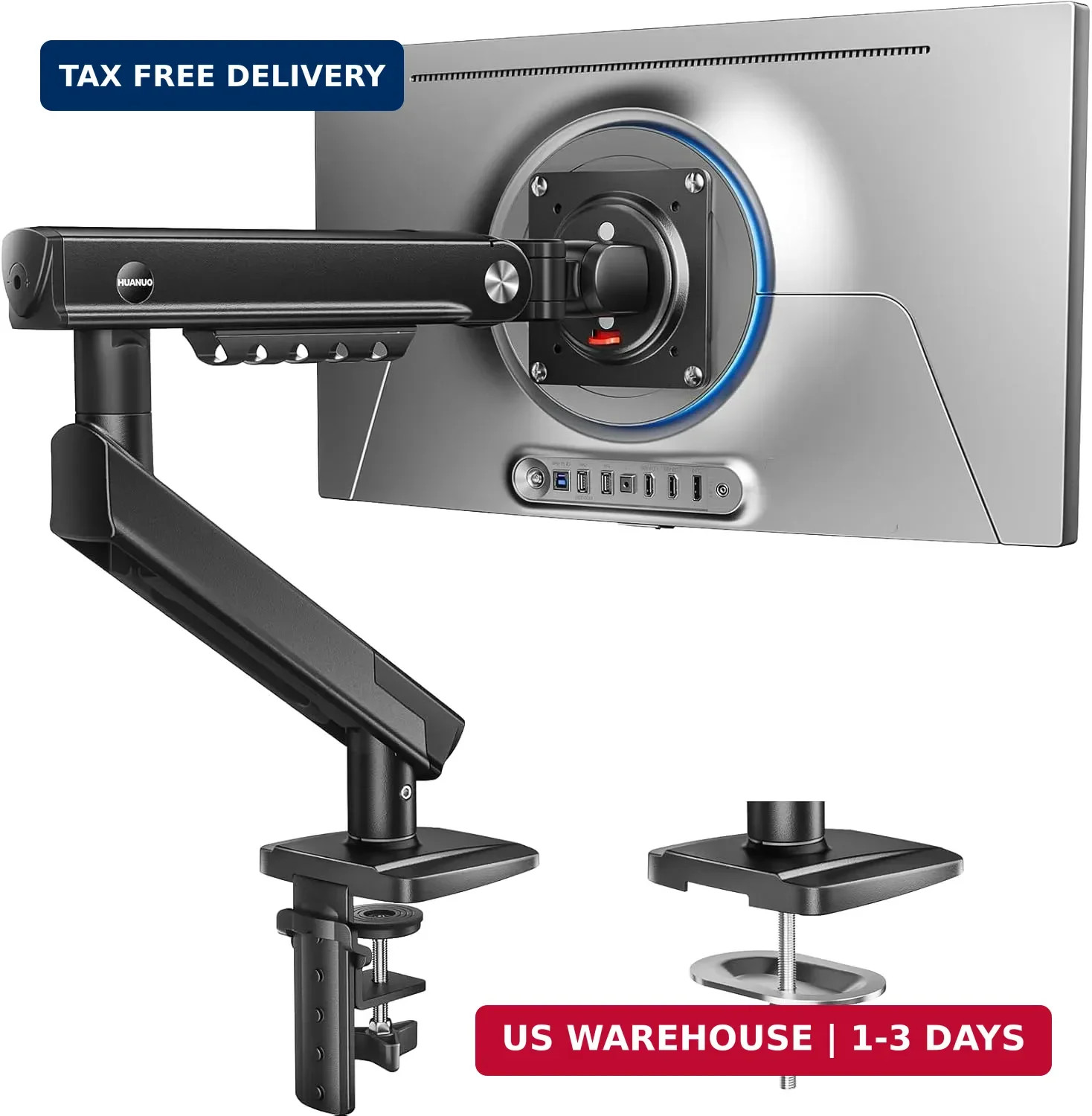 HUANUO FlowLift™ Pro Monitor Arm for 13-32" Screens, MechaSpring Monitor Mount,