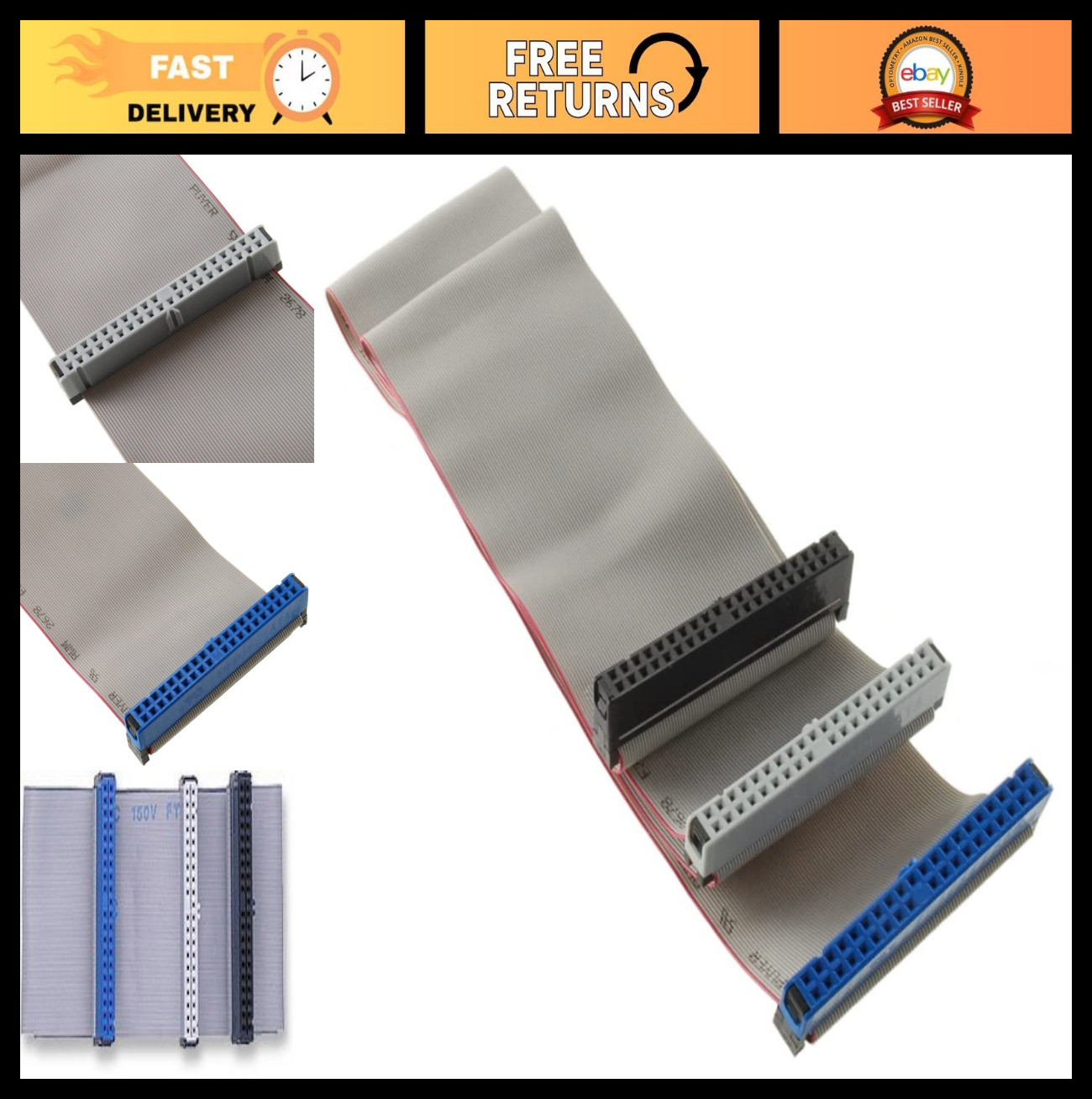 24" 40-Pin 80-Wire Ultra ATA Ribbon Cable for Dual Drives - High-Speed Data Tran