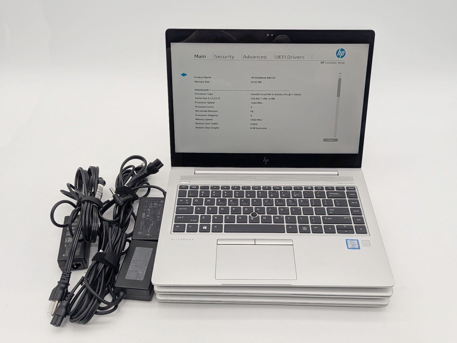 Lot of 3 HP EliteBook 840 G5 - 14" Intel Core i5-8350U 8GB DDR4 RAM No OS/SSD