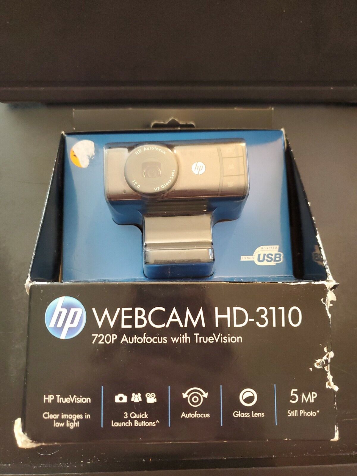 HP WebCam HD-3100 Web Camera 720pwith TrueVision NEW but Damaged Box
