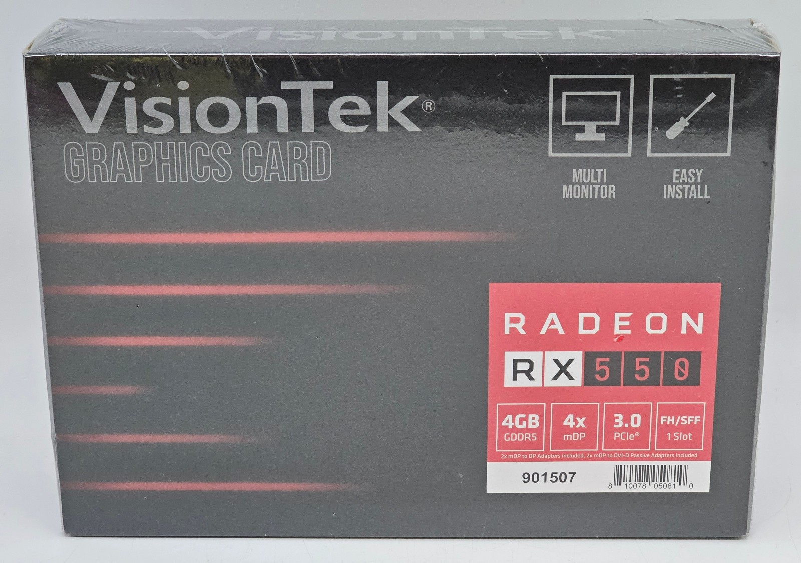 VisionTek AMD Radeon RX 550 4GB GDDR5 Video Graphics Card GPU 4x Mini DP 901507