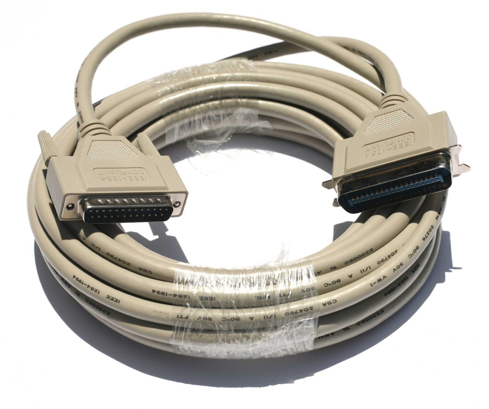 25FT IEEE1284 DB25 Male Centronics CN36 Male Parallel Printer Cable PCCables.com