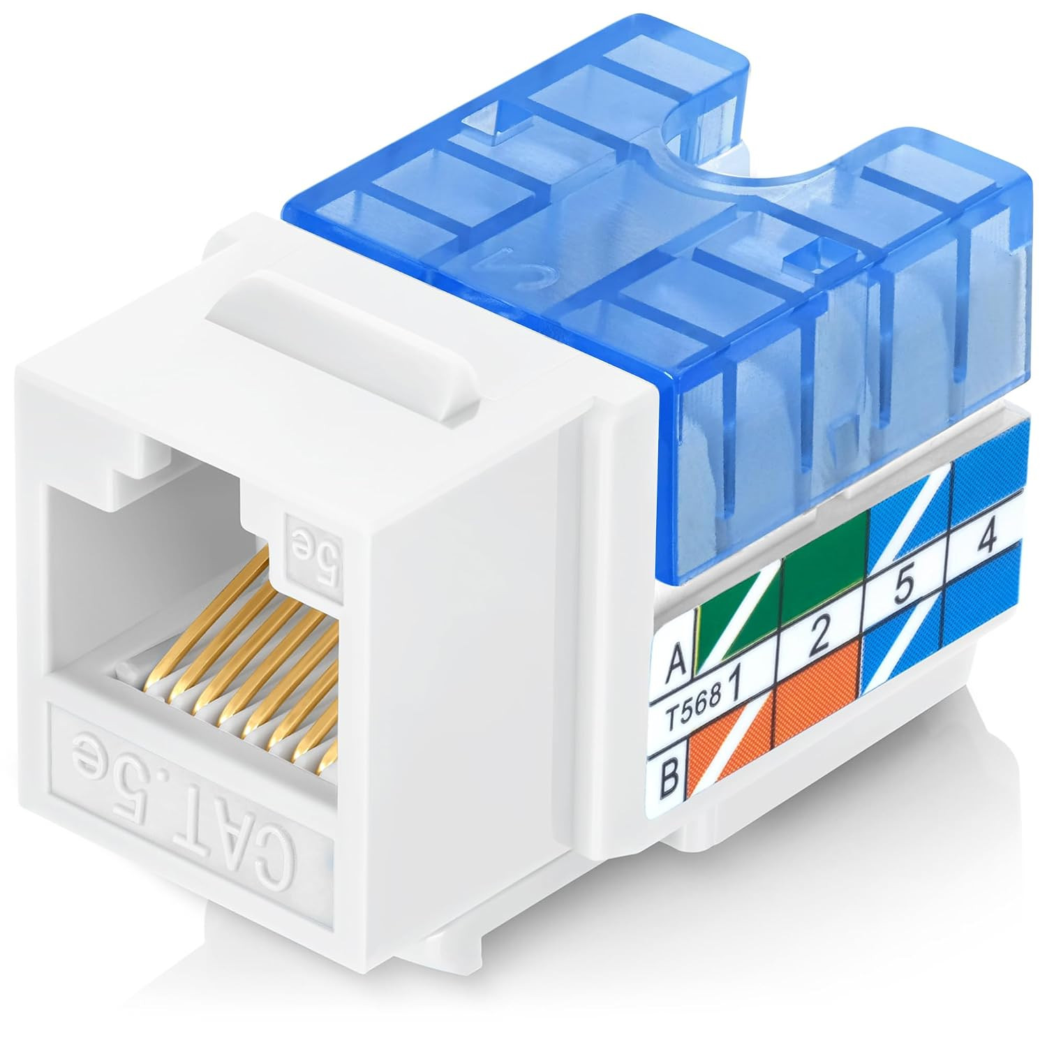 Everest 90 Degree RJ45 Cat5E Keystone Jacks Slim Profile 50-Pack White