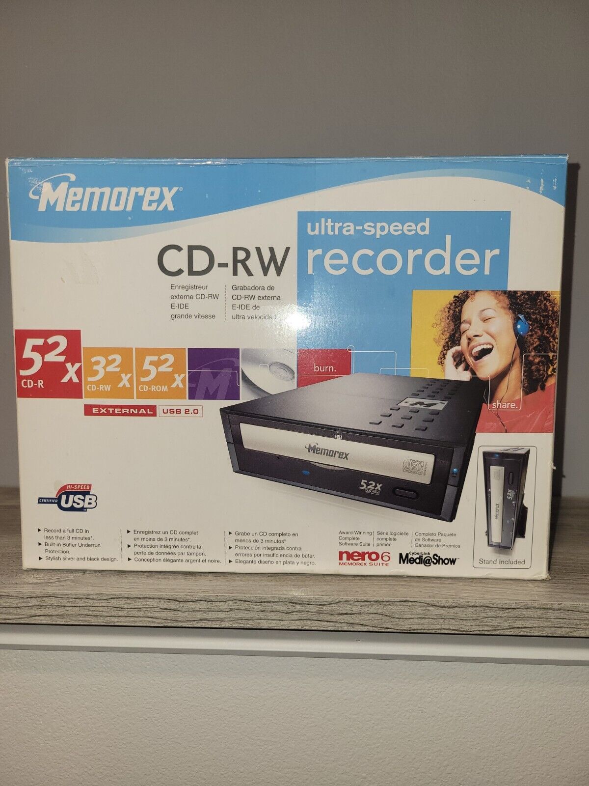 Memorex Ultra Speed CD Recorder External USB 2.0 E-IDE 52X CD-RW 3202 3234 NEW
