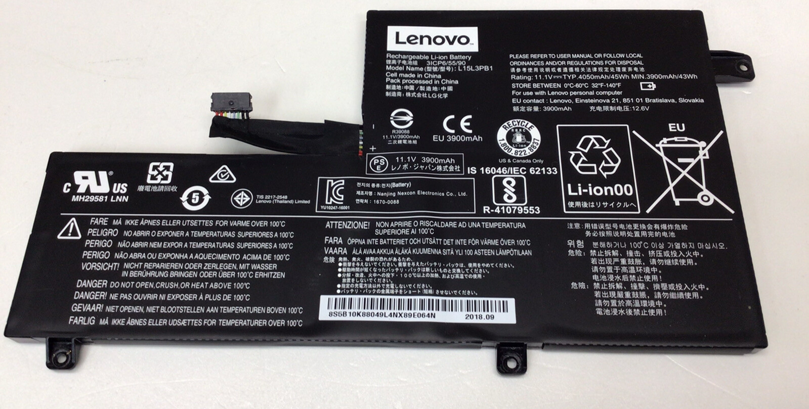 Used Genuine Lenovo Battery Chromebook C330 11.6"  L15L3PB1  11.1V 43Wh 4050mAh