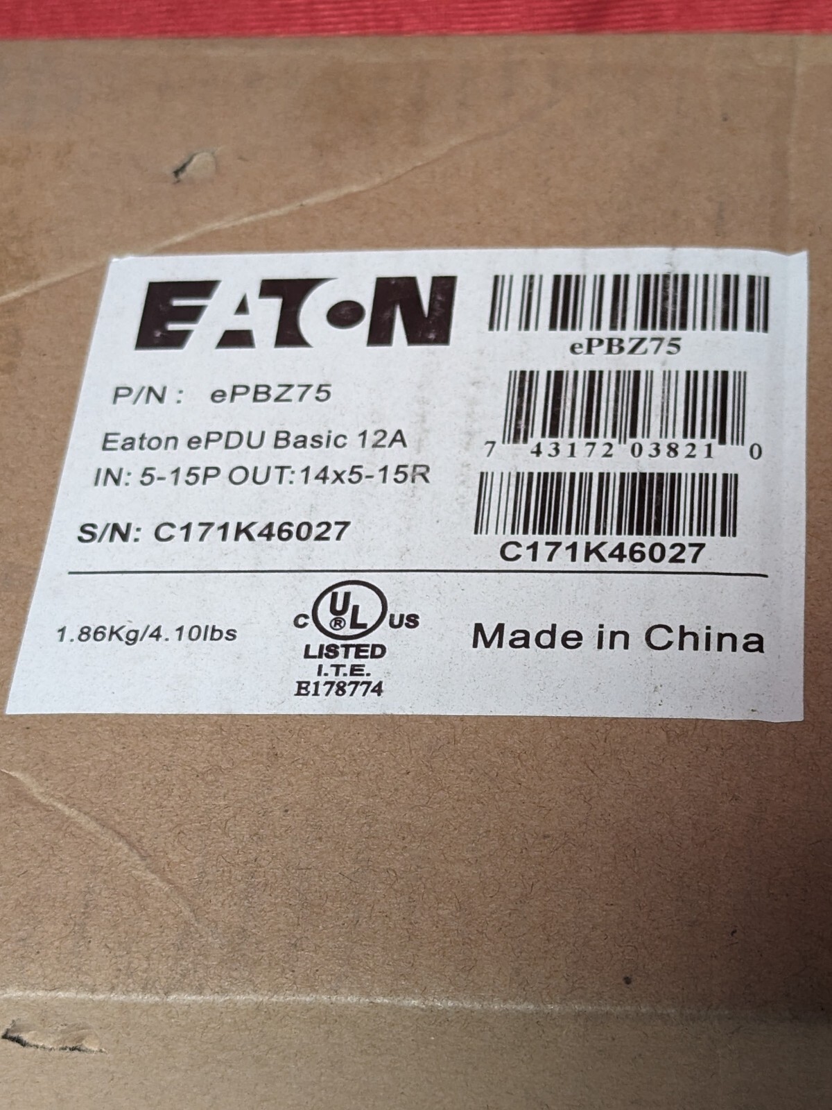 Eaton Powerware ePDU EPBZ75 1U Server Rack PDU 120V 16A 12-Outlet NEMA 5-20P 20R