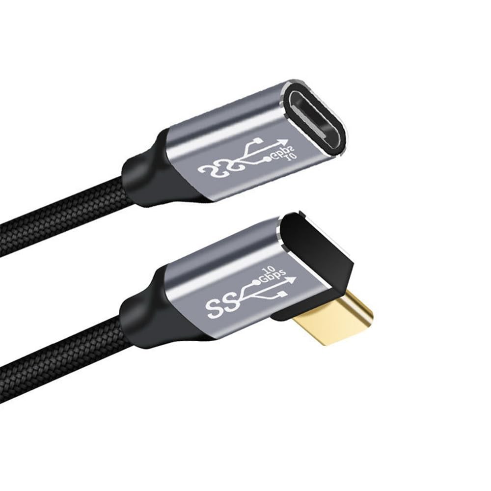 NFHK Left Right Angled USB-C USB 3.1 Type C Male to Female Extension 50CM 