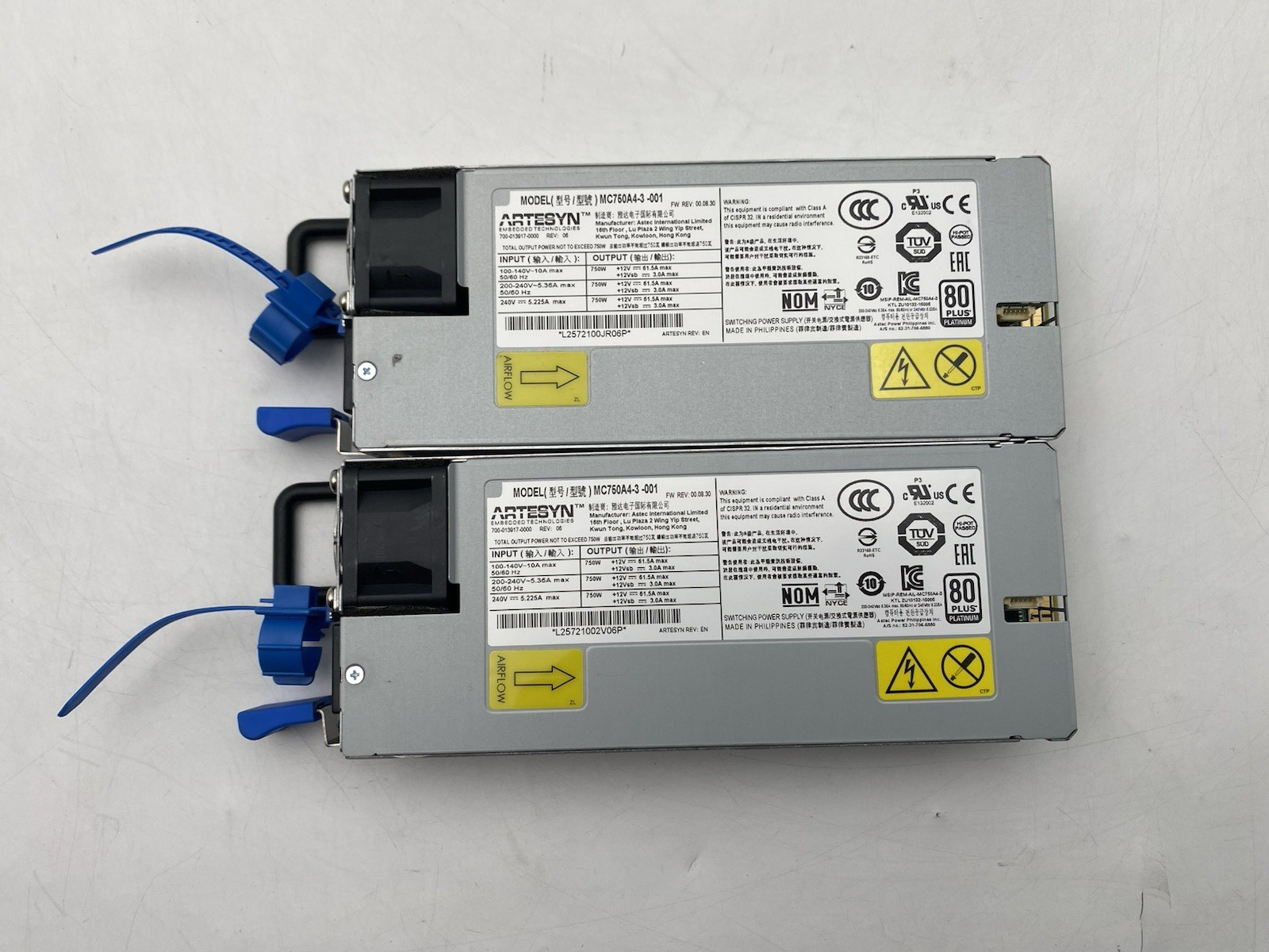 Lot of 2 Artesyn MC750A4-3-001 750W P/N 700-013917-0000