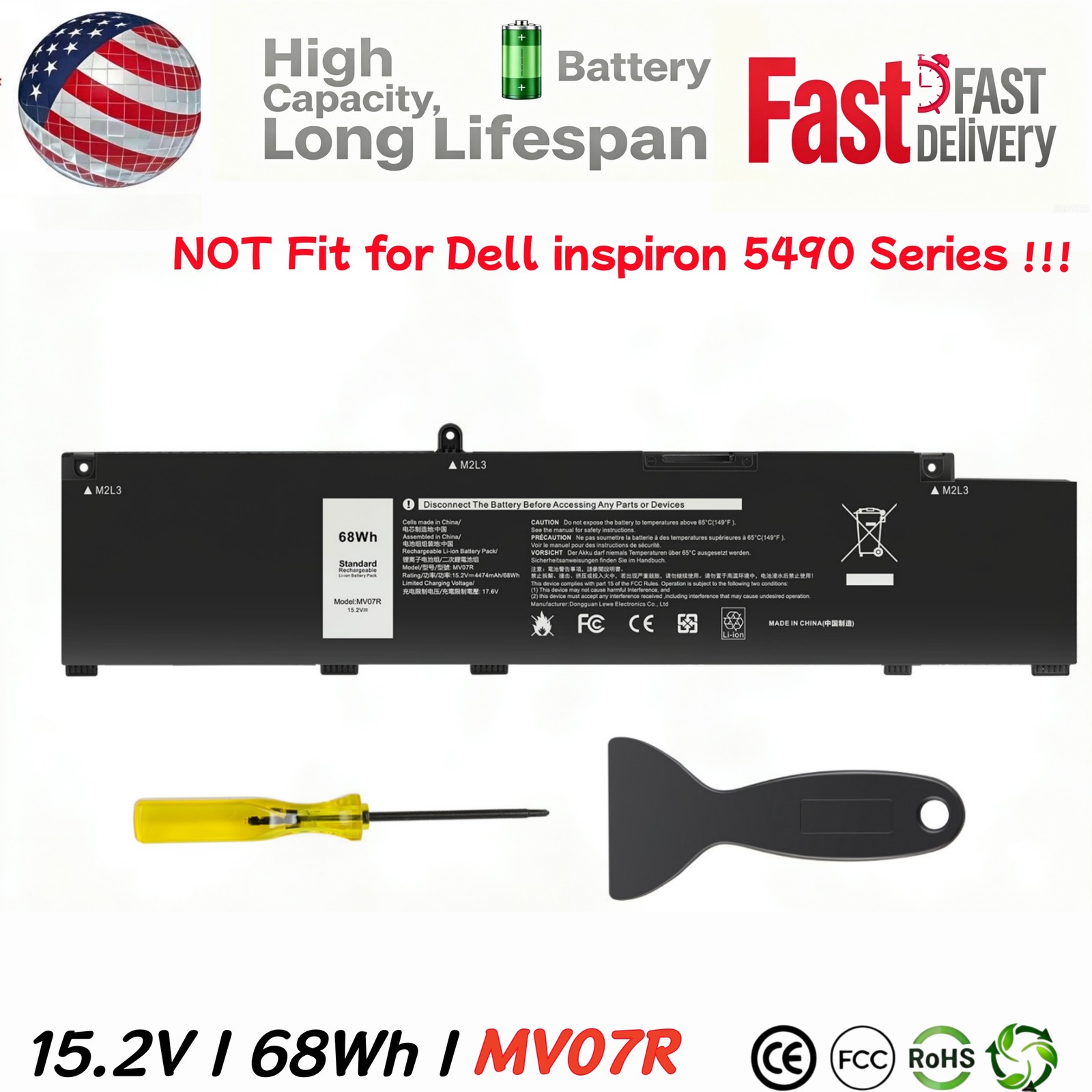68wh MV07R 266J9 Battery For DELL Inspiron G3 15 3500 3590 3790 G5 15 5500 5505