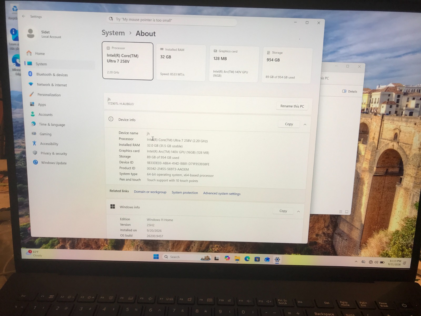 LG gram 17" 2.5K Laptop Ultra 7 258V 32GB  1TB  17Z90TL-H.AUB6U3 Bad WIFI #057
