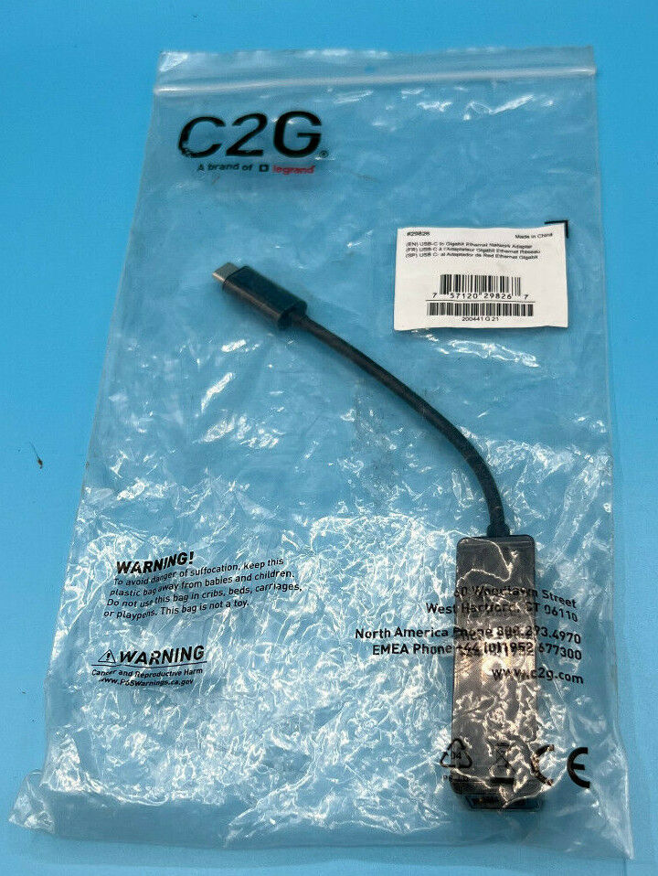 C2G 29826 USB-C TO ETHERNET NETWORK ADAPTER - USB TYPE TO ETHERNET ADAPTER ...