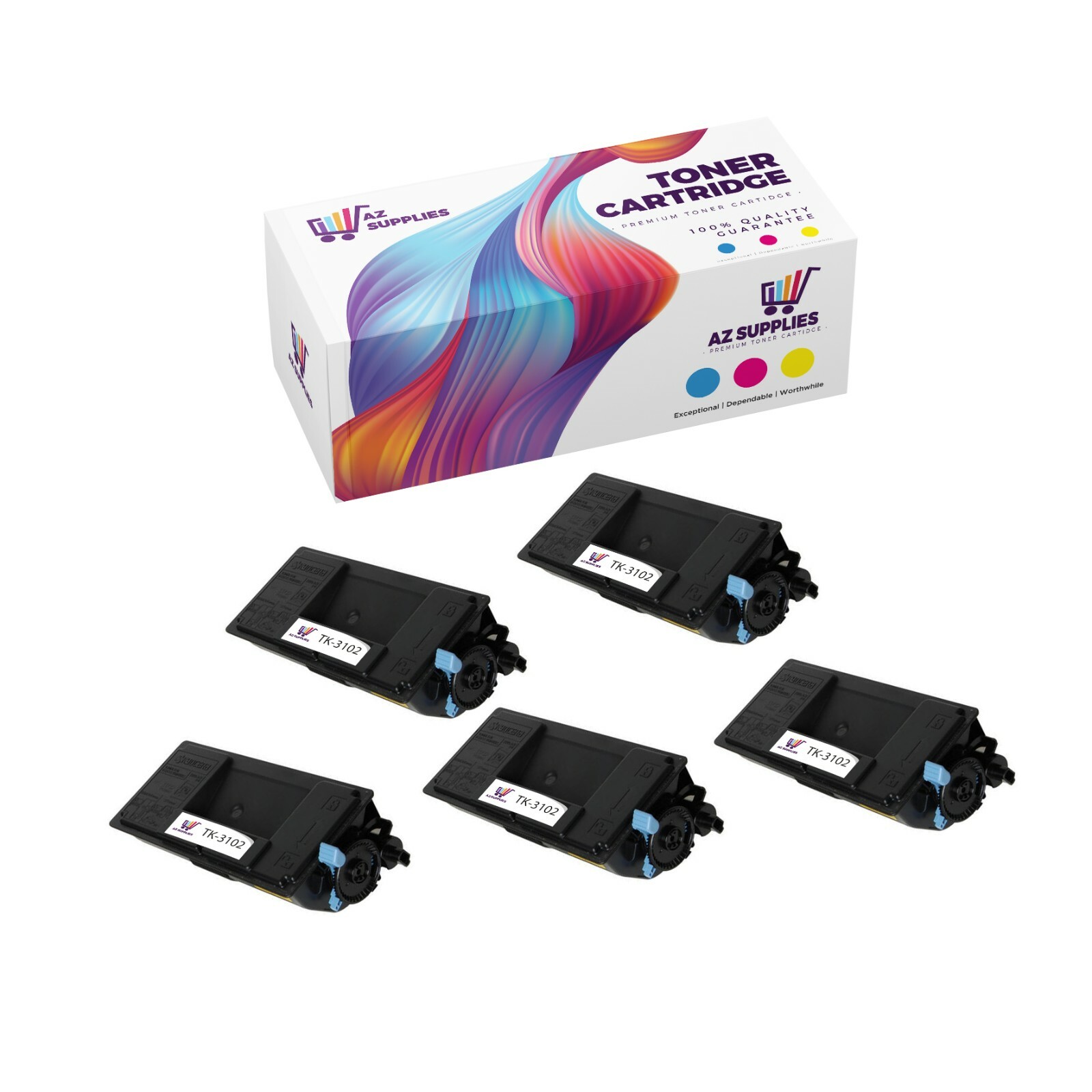 5PK TK-3102 1T02MS0US0 Black Toner Crtg Compatible for Kyocera Mita FS-2100DN