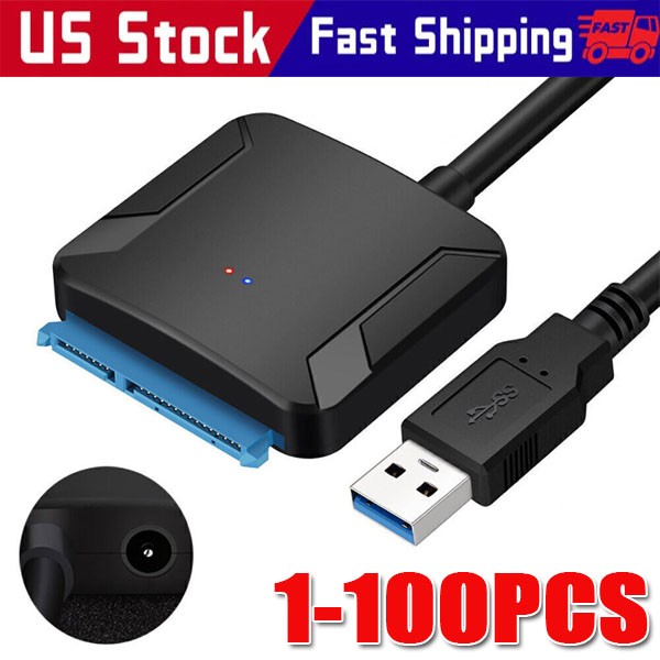 USB 3.0 to SATA External Hard Drive Reader 2.5" 3.5" HDD SSD Power adapter LOT