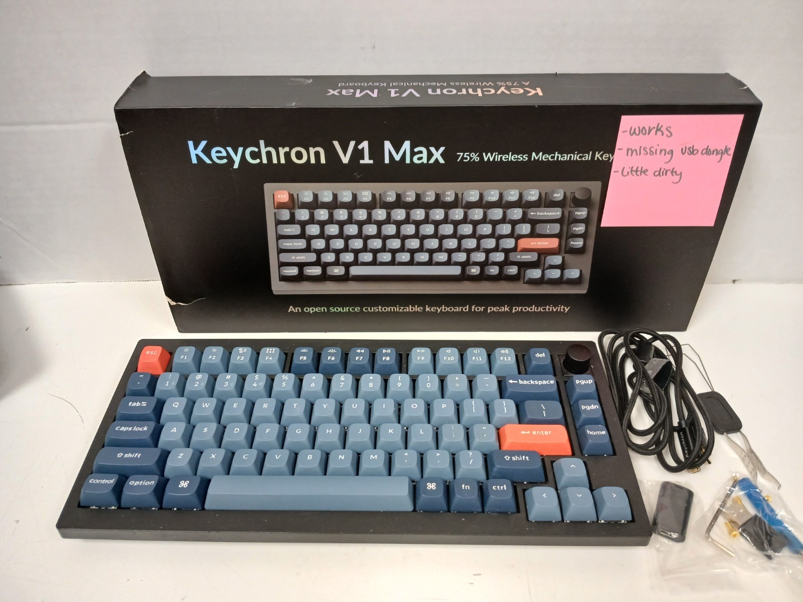 Keychron V1 Max Wireless 75% RGB Mechanical Keyboard With Brown Switches *READ*