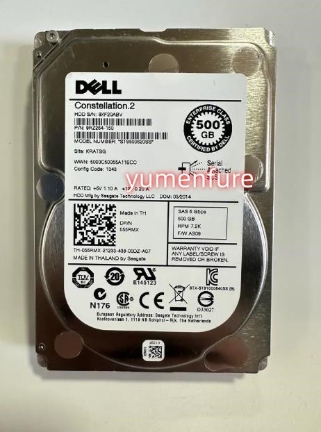 DELL 055RMX 500G SAS 7.2K 6G 2.5 ST9500620SS 55RMX hard drive