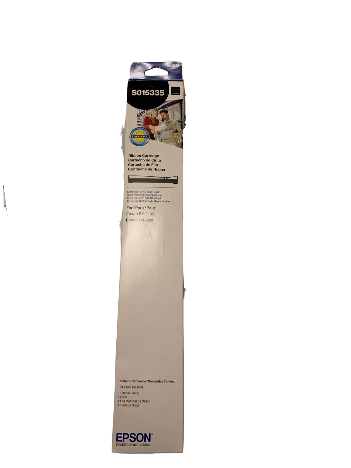 Genuine OEM Epson S015335 Printer Ribbon Cartridge for FX-2190 Black
