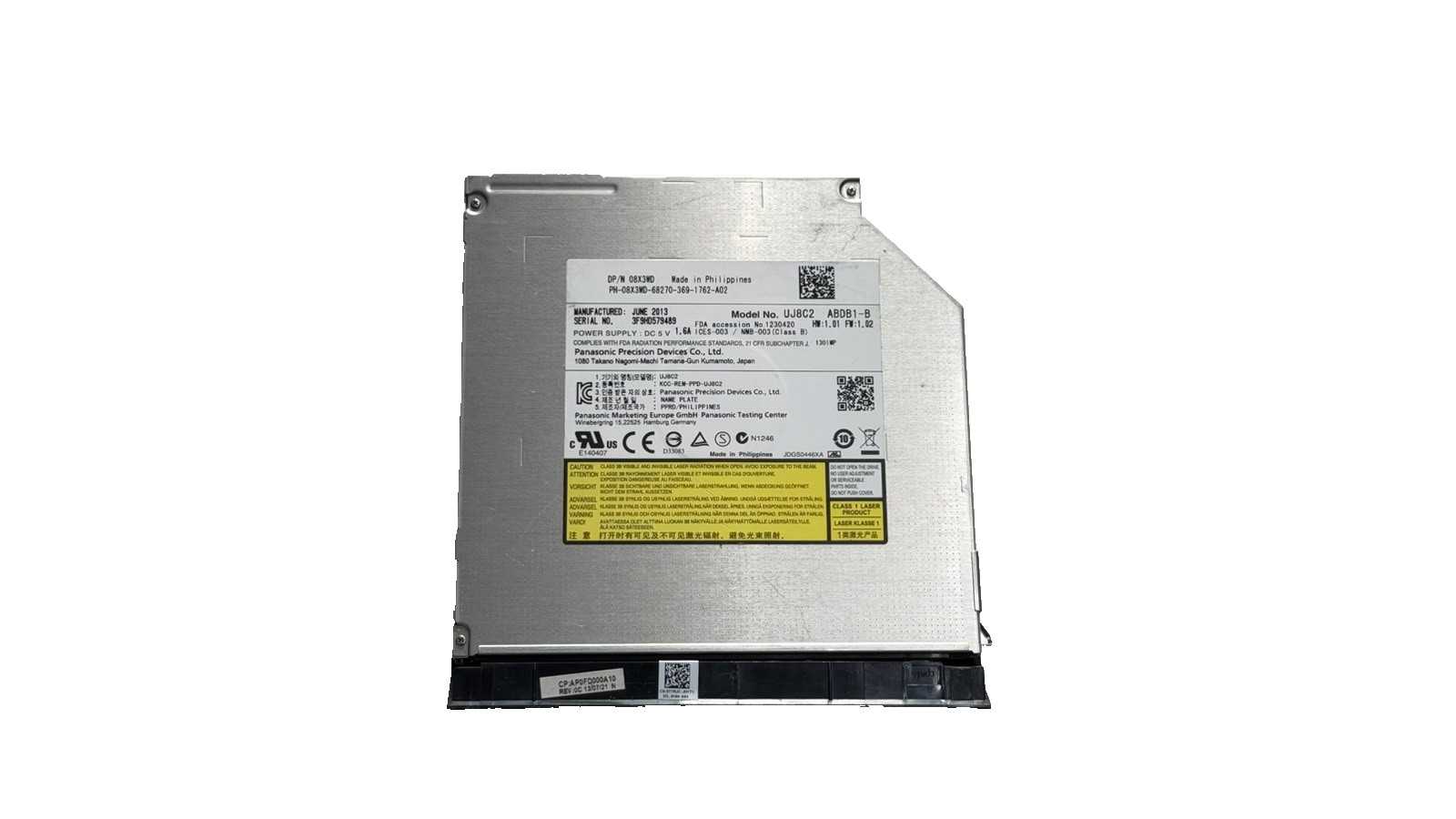 Panasonic UJ8C2 DRV Slim SATA 9.5mm DVD-ROM CD-ROM Drive