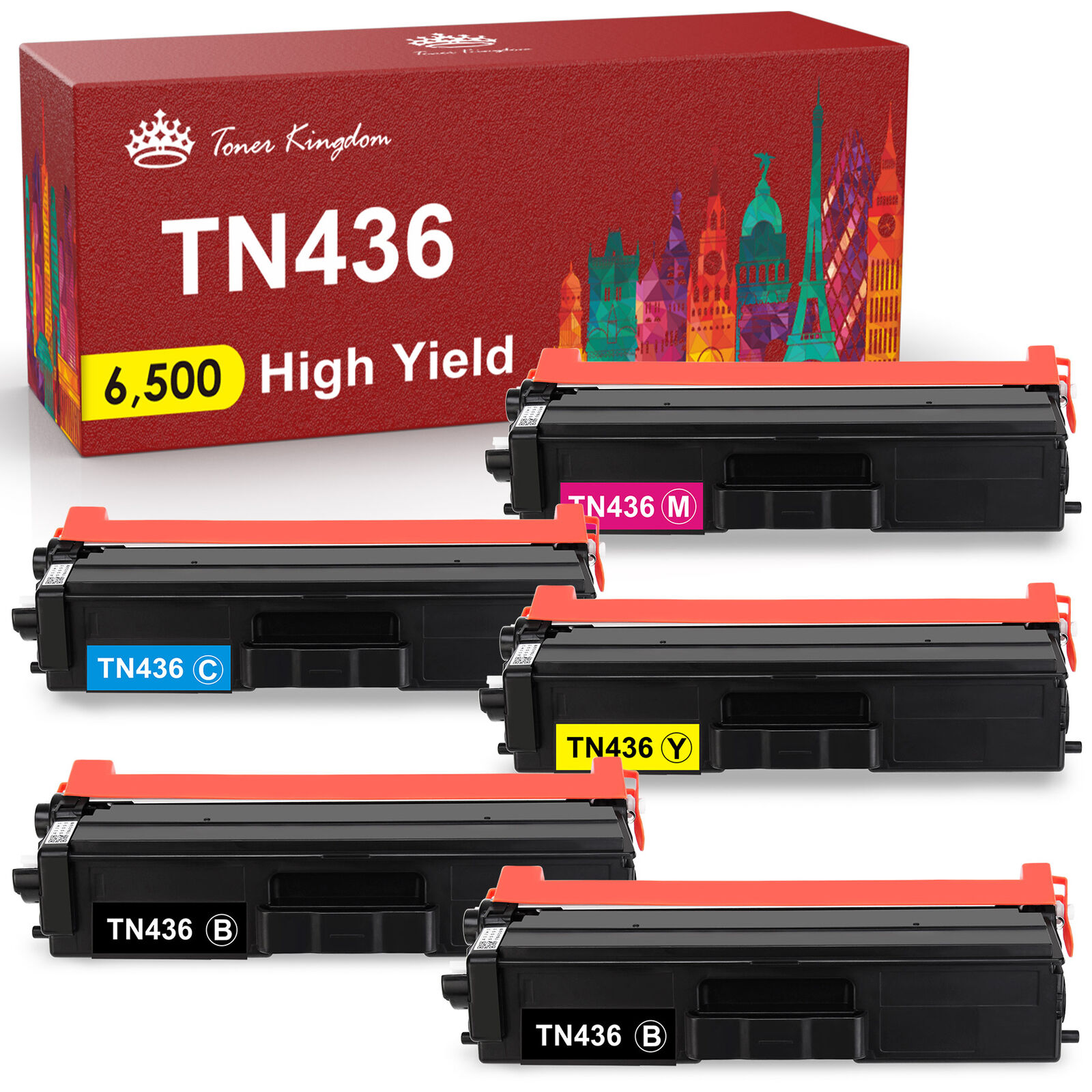5Pc TN436 Toner Cartridge for Brother TN433 HL-L9310CDW MFC-L8900CDW High Yield
