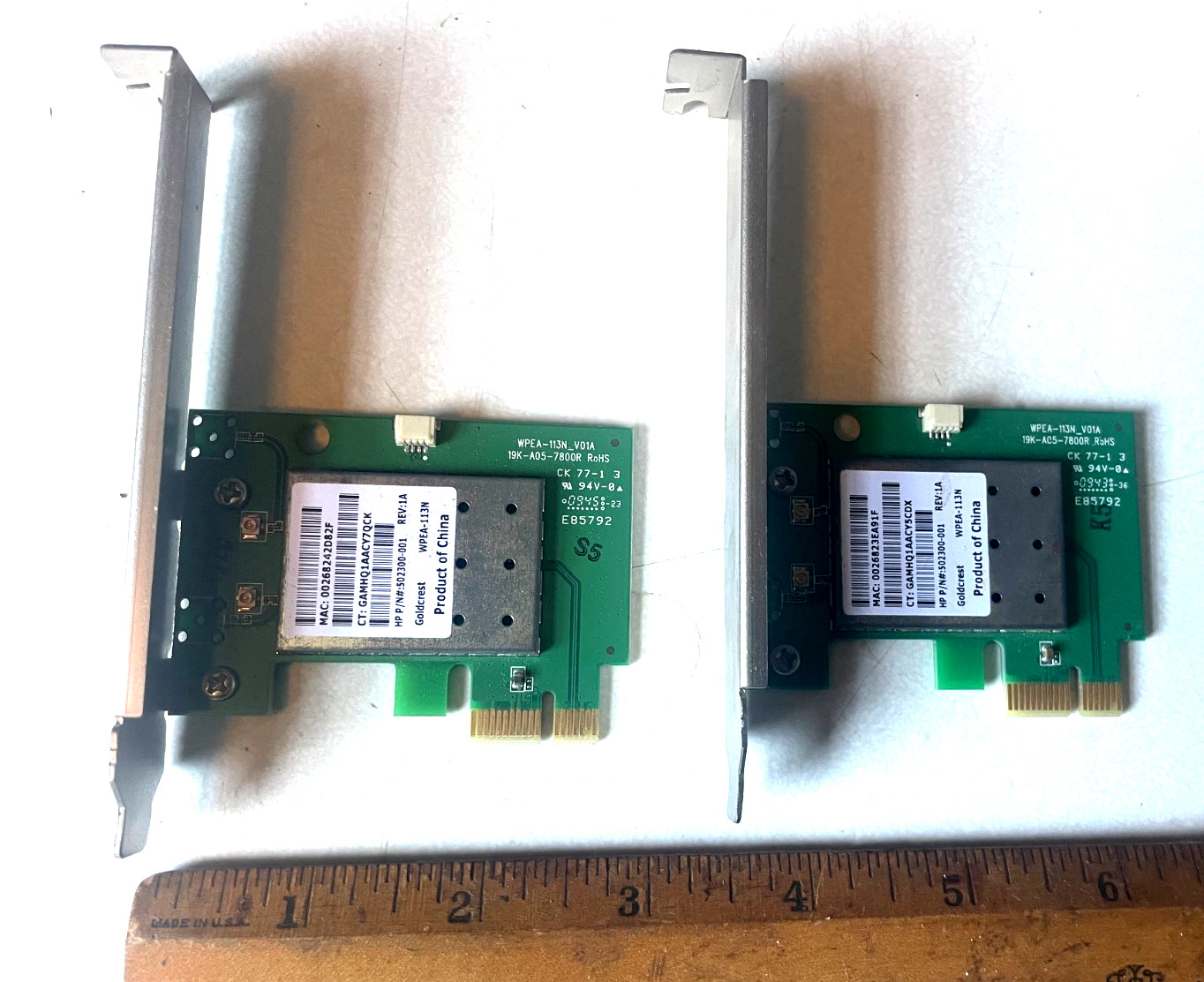 Pair of Goldcrest WPEA-113N WLAN Wi-Fi Cards, HP Part Number 502300-001
