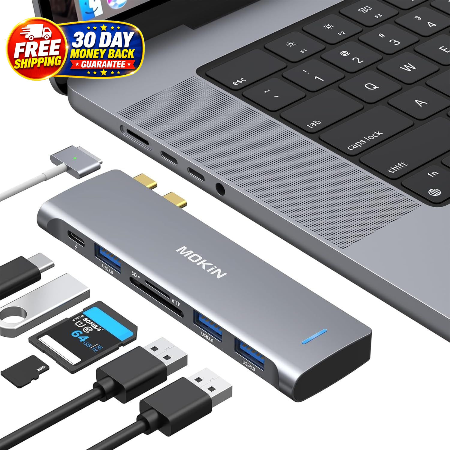 USB C Adapter for Macbook Pro/Air M1 M2 2021 2020 2019 2018, Hub Macbook Pro Acc