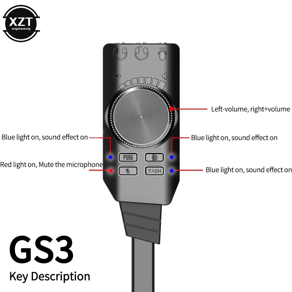 7.1 Channel External USB Computer Game Sound Card for PUBG Gaming External Audio