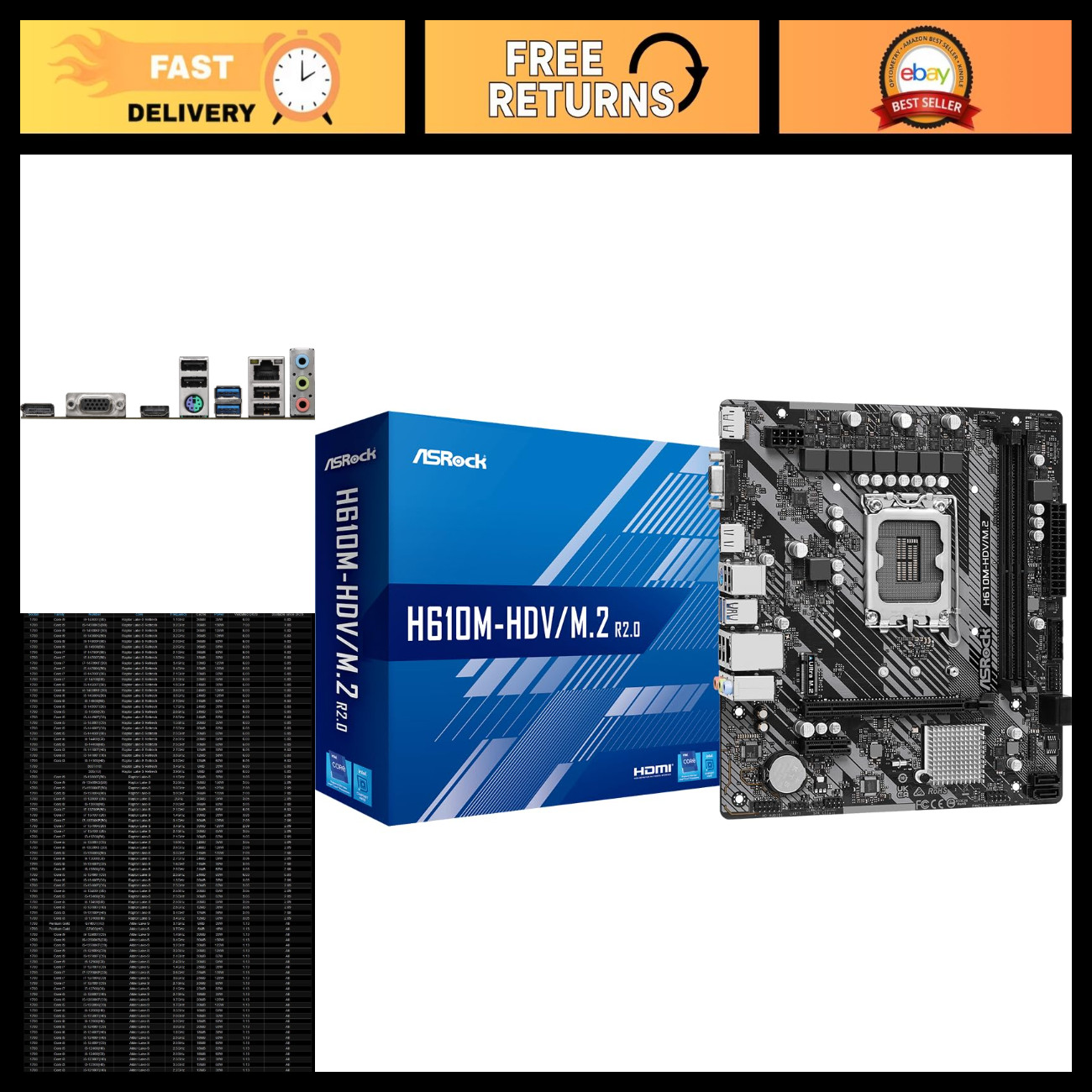 Micro-ATX Motherboard LGA1700, Supports Intel 14th/13th/12th Gen, DDR4 3200, PCI