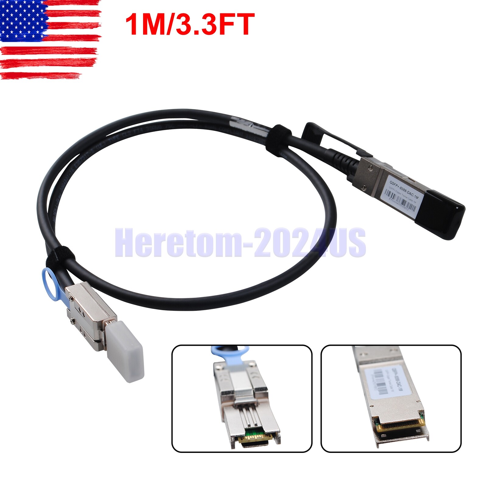 SFF-8436 (QSFP) to Mini SAS SFF-8088 DDR Hybrid SAS Cable for NetApp 1M 3.3FT