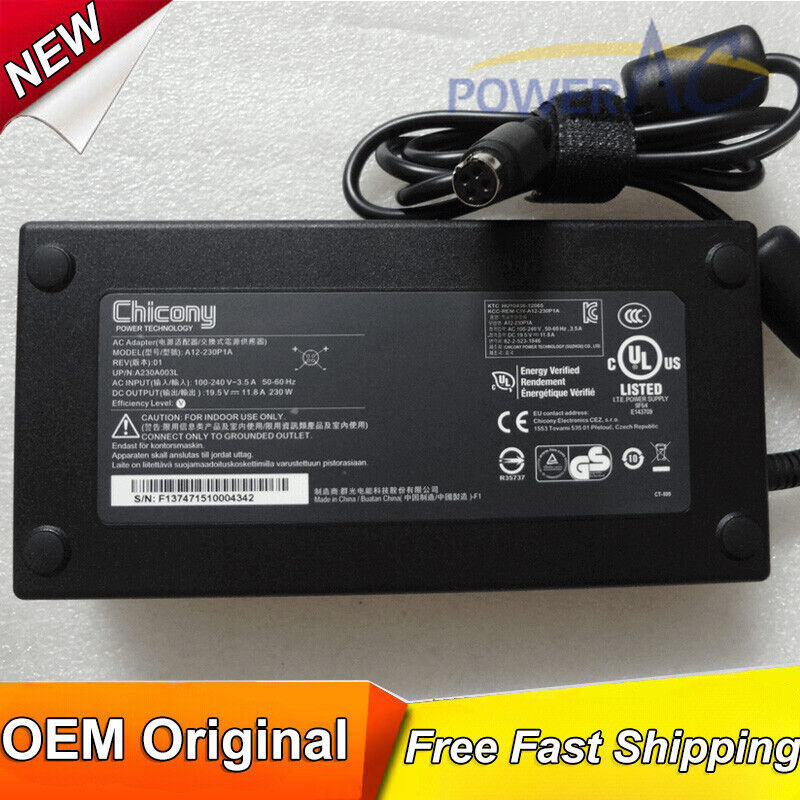 Original OEM Chicony 230W AC Adpater for Clevo P770DM,A12-230P1A Gaming Laptop@@