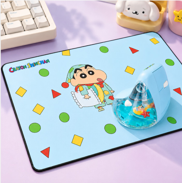 Crayon Shinchan Bluetooth Vertical Mouse Large Desk Mat Pad Set Blue Official