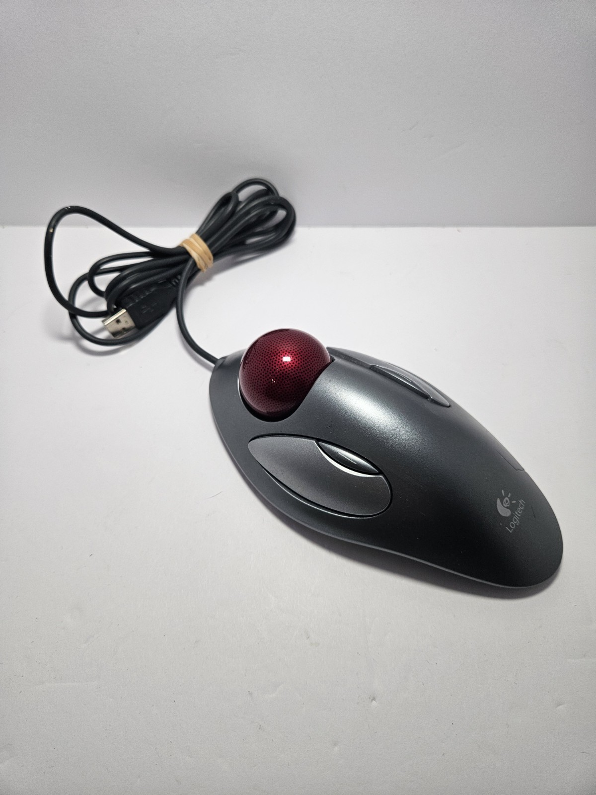 Logitech TrackMan Marble T-BC21 USB Wired Ambidextrous Trackball Mouse Vintage