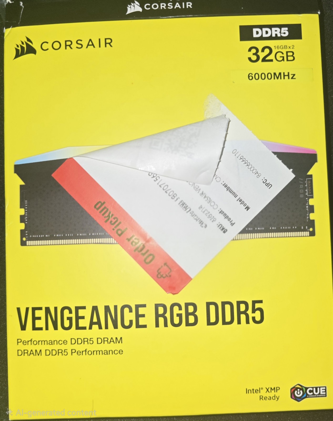Corsair Vengeance RGB 32GB (2x16GB) DIMM RAM DDR5 6000MHz - Intel XMP