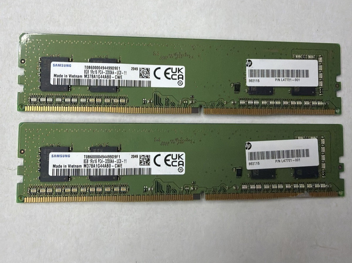 Samsung 16GB (2x8GB) DDR4 3200 PC4-25600 Desktop RAM M378A1G44AB0-CWE HP
