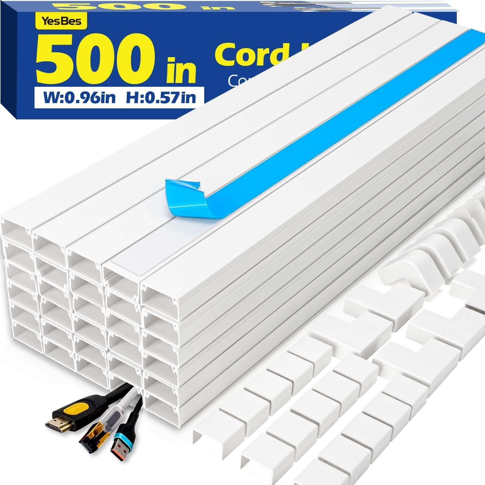 500in Cord Hider Kit, Cord Covers for Wires on Wall, Paintable Cable Raceway,...