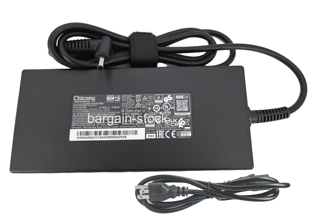 Chicony 20V 12A 240W AC Charger Adapter For GIGABYTE Aorus 15 BSF Power Supply