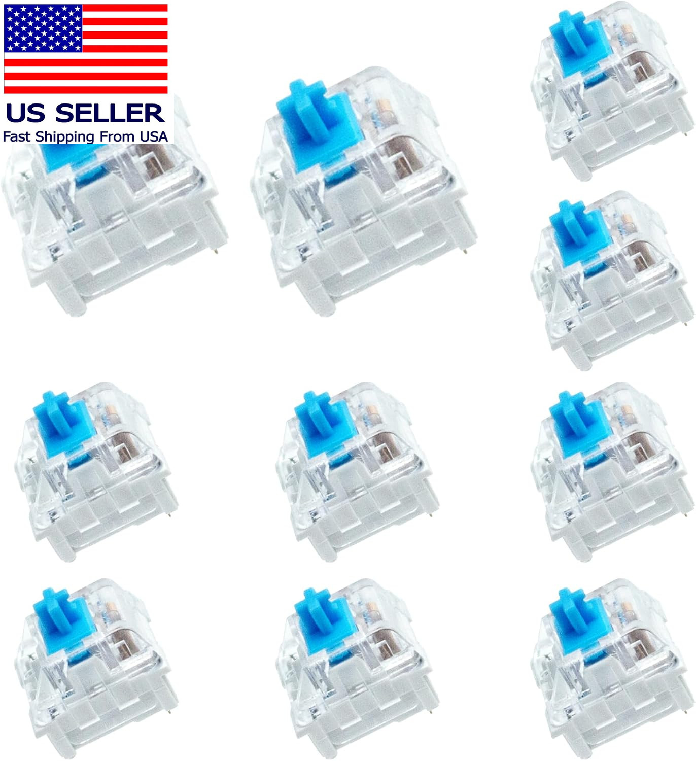 10 PCS Mechanical Keyboard Switches, MX Clicky Blue for Gaming