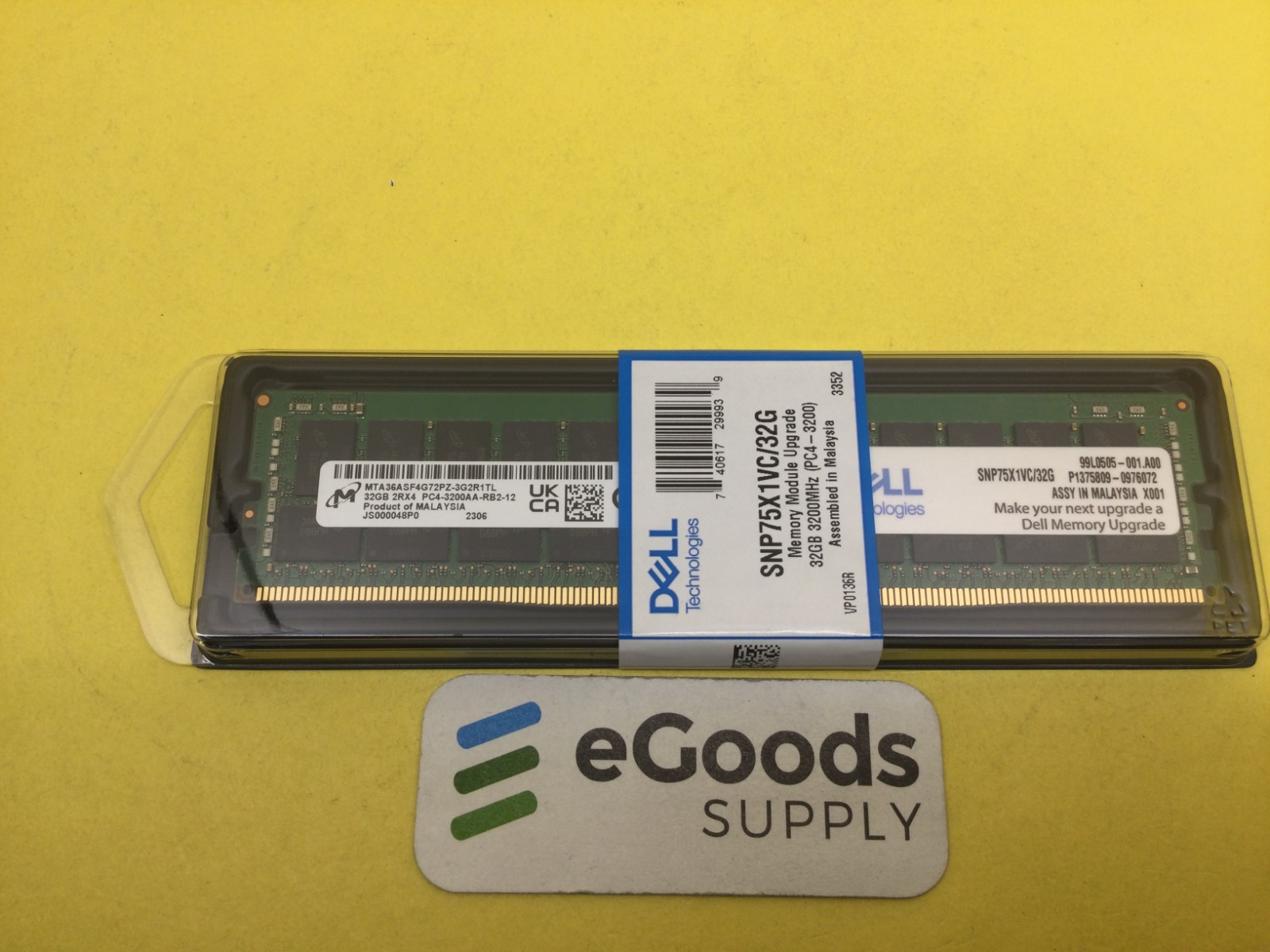 SNP75X1VC/32G Dell 32GB 2RX4 DDR4 3200MHz RDIMM Server Memory New Sealed