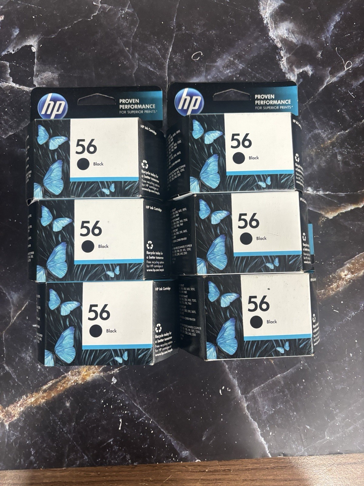 SEALED 6x Genuine HP 56 Black Ink Cartridges Expired