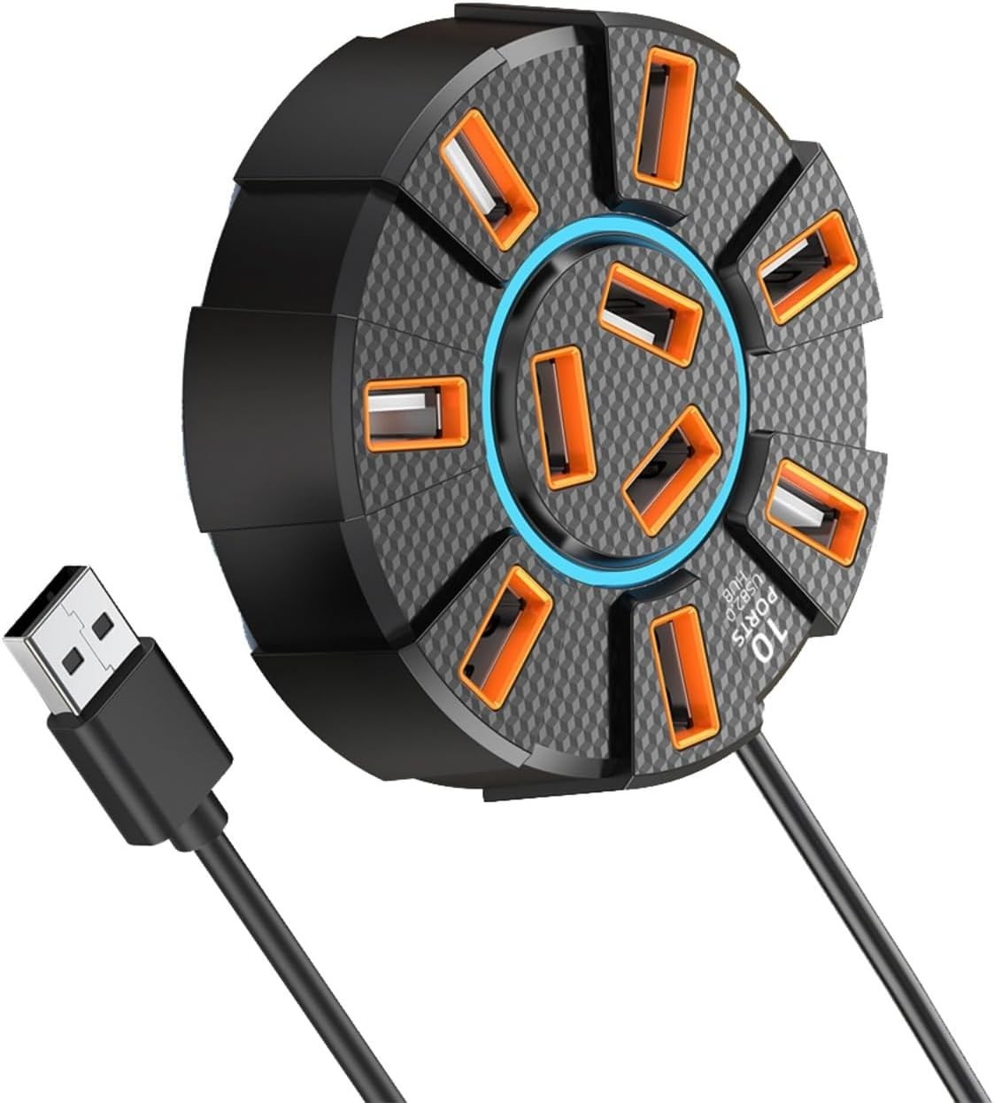Adaptador concentrador multipuerto USB 2.0 de alta velocidad con 10 puertos PC