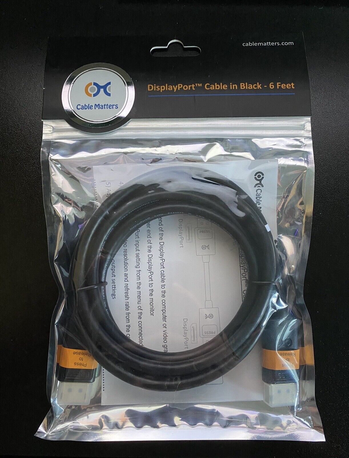 Cable Matters 6 ft Mini DisplayPort Cable in Black 