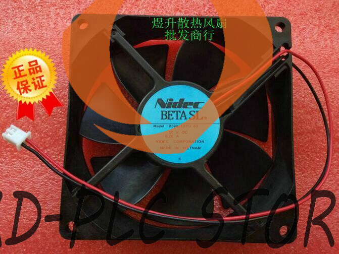 New Nidec 9025 D09A-12TU 03 DC12V 0.20A 9CM 90*90*25MM 2 wire inverter fan