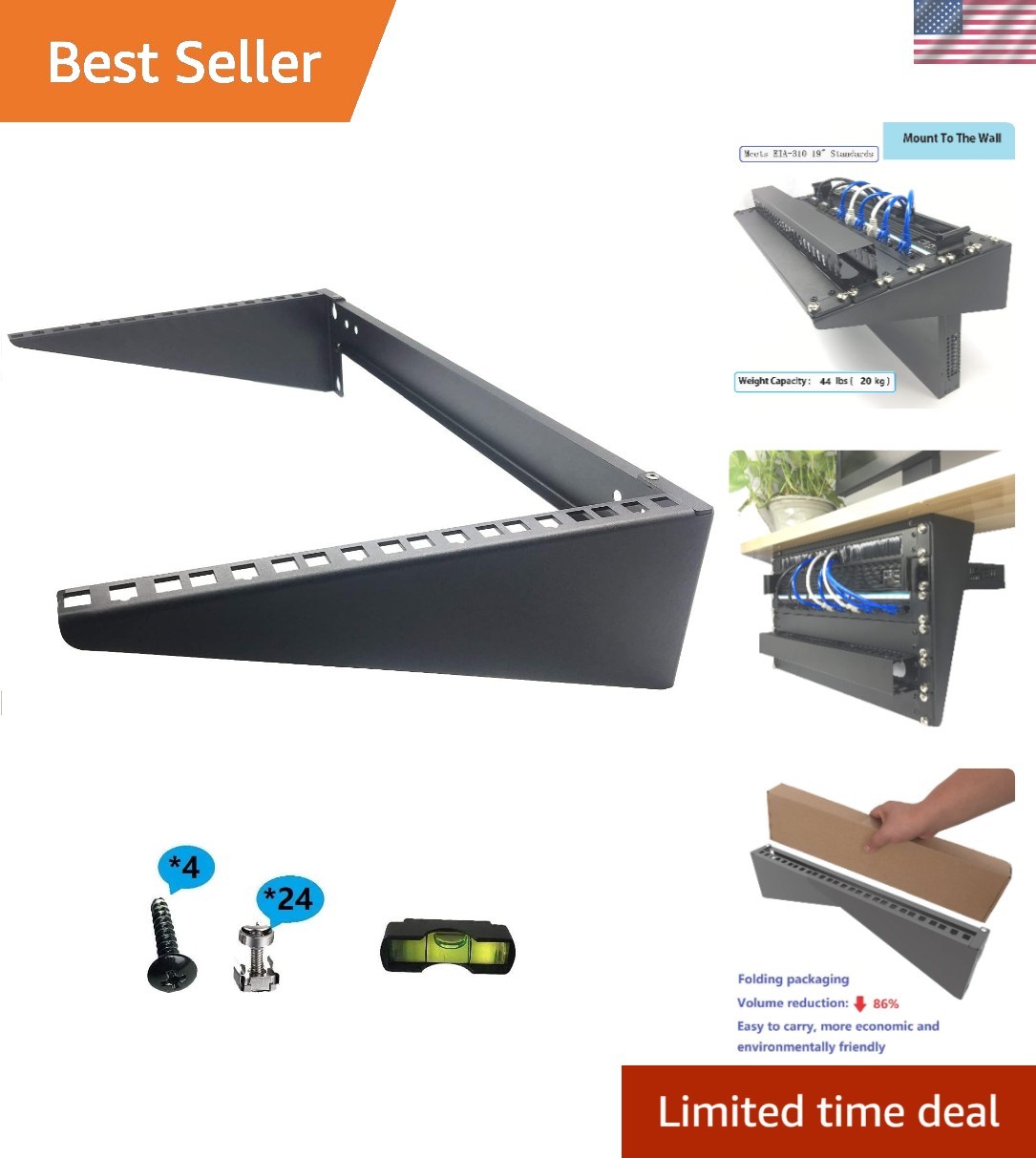 Robust 6U Wall Rack for 19-Inch Equipment - Easy Installation with Hardware