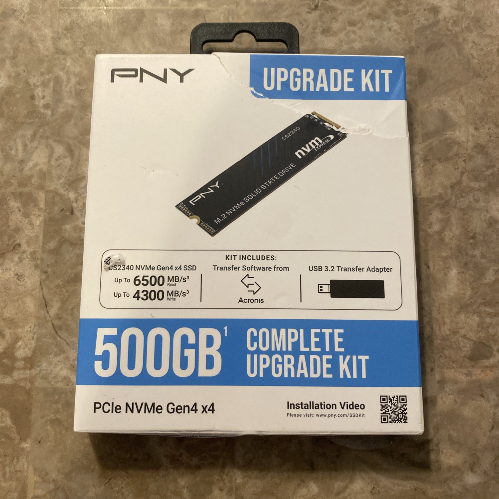 New PNY 2280mm Upgrade Kit 500GB M.2 NVMe Gen 4.0 x 4 SSD M280CS2340-500KIT-RB