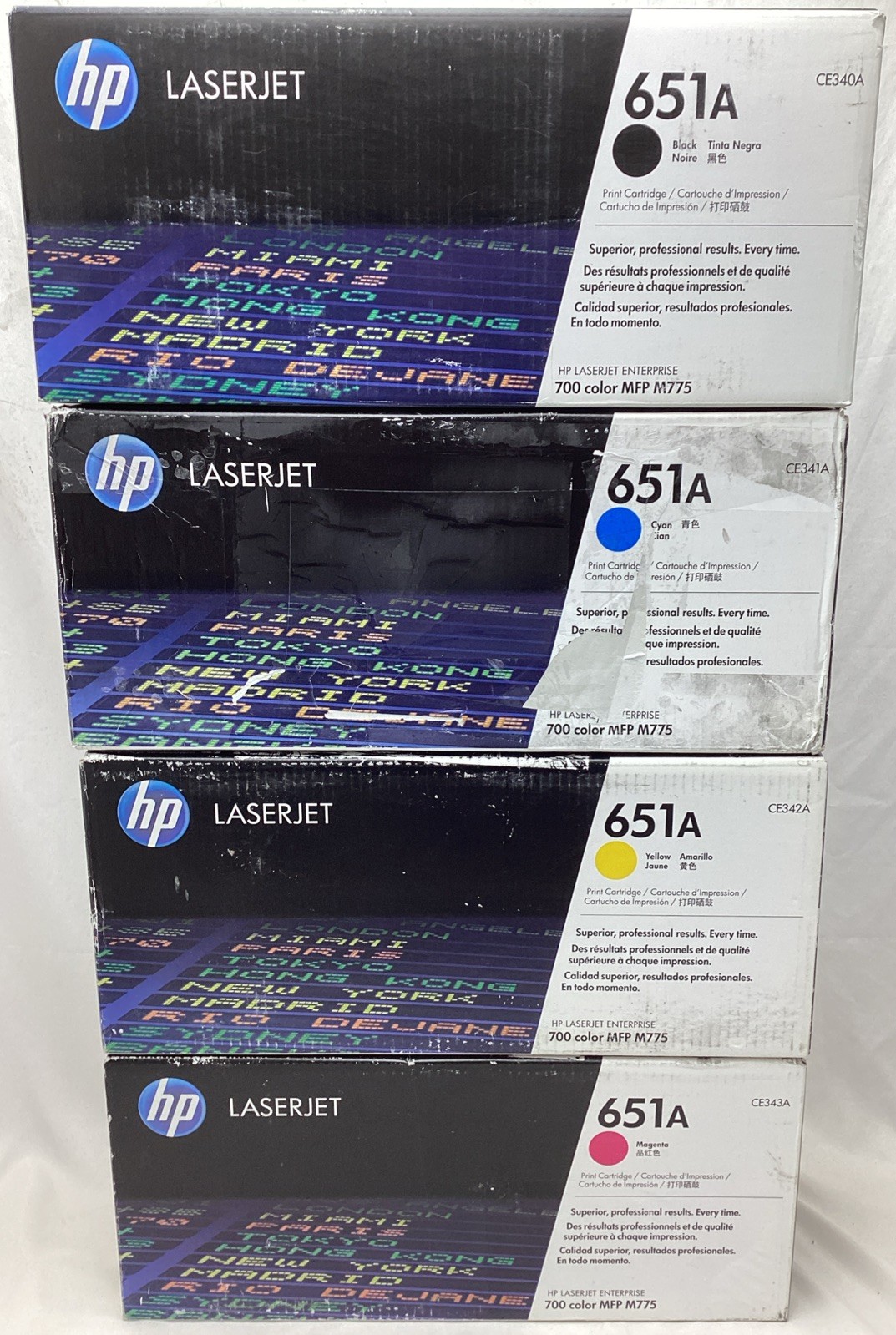 Set OF 4 HP 651A Genuine Toner Print Cartridge CE340A CE341A CE342A CE343A CMYK
