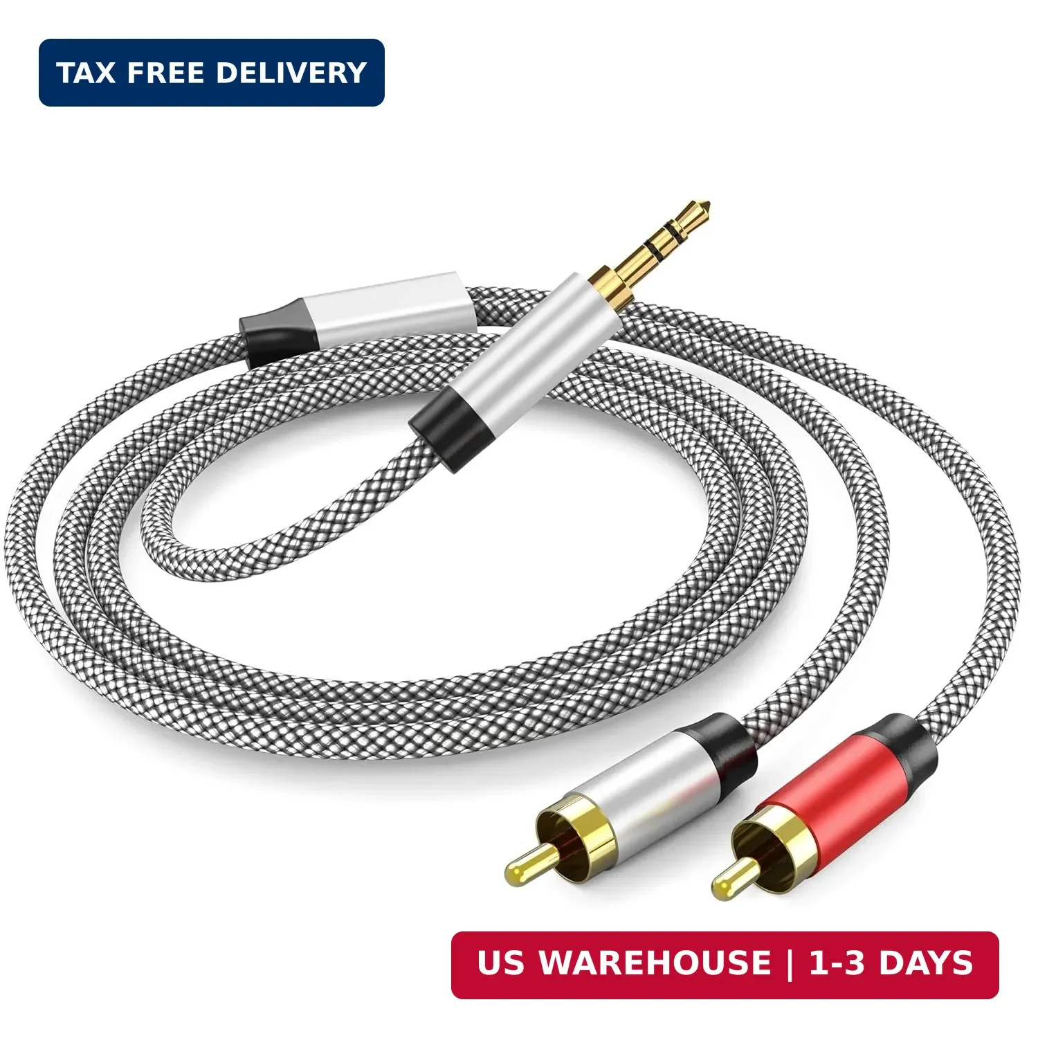 3.5mm to 2RCA Audio Cable 3ft, Auxiliary Adapter,Stereo Splitter Cable AUX, RCA