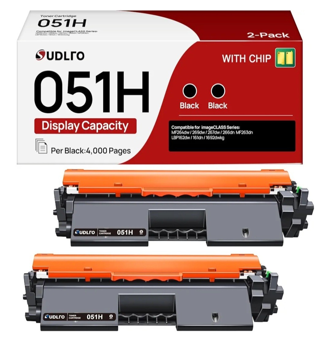 2-Pack 051 CRG-051H Toner Cartridges Compatible Replacement For Canon Black 1226
