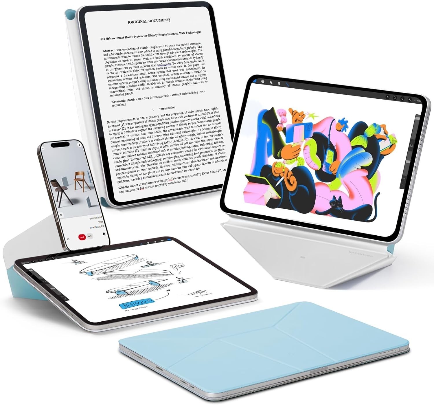 MOFT iPad Pro 11 M5 M4 Dynamic Folio 20+ Angles Auto Wake Soothing Mist Cove