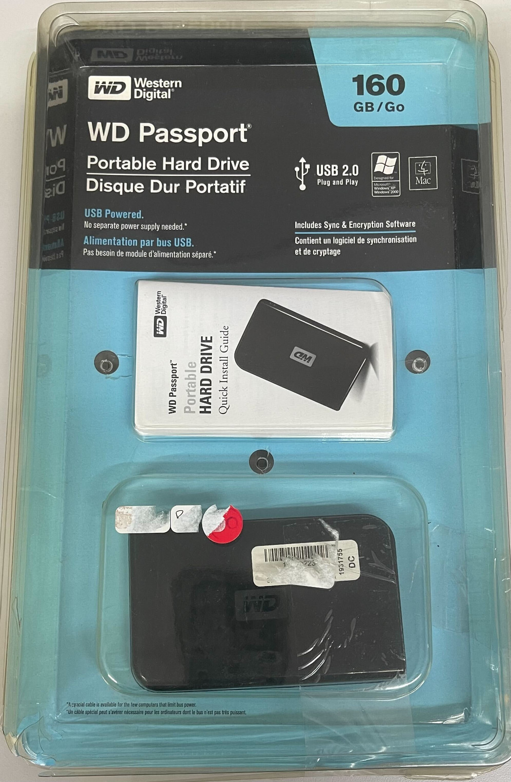 WESTERN DIGITAL WD Passport Hard Drive 160GB -As a Parts Only